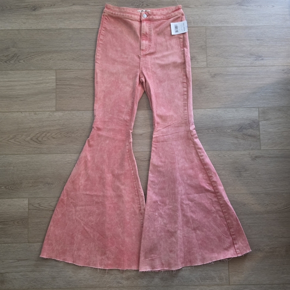 NEW Free People We The Free Float On Flare Size 28 Prairie Pink Bell Bottom - Picture 4 of 10